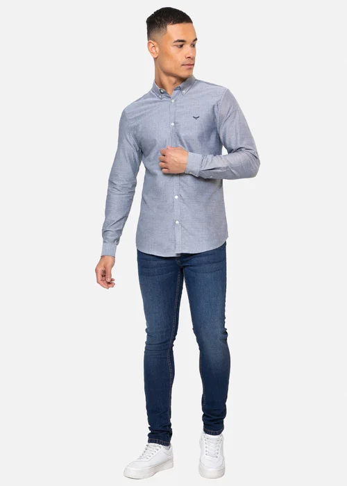 Threadbare Light Blue Oxford Cotton Slim Fit Long Sleeve Shirt - XXL Image 4