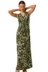 Roman Khaki Leaf Print Twist Front Maxi Dress - Size 16 Image 1