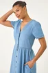 Roman Denim Button Through Midi Dress - Size 14 Image 4