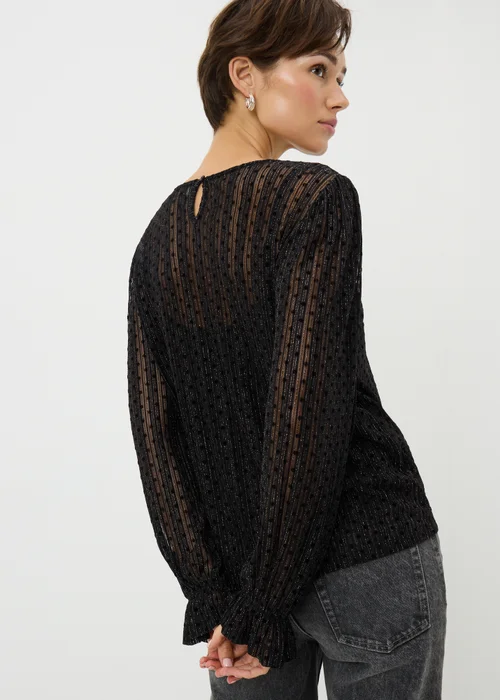 Black Spot Plisse Top - Size 8 Image 2