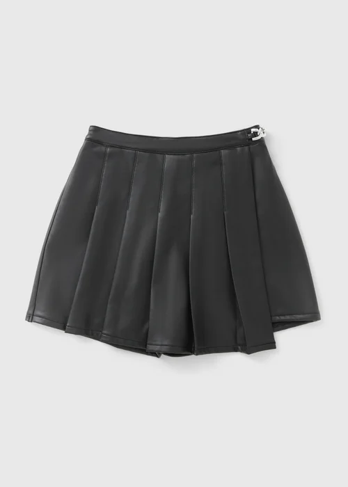 Girls Black Faux Leather Skort (7-15yrs) - Age 7 Years Image 1