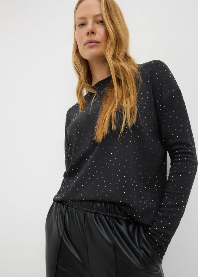 Black Longline Embellished Top