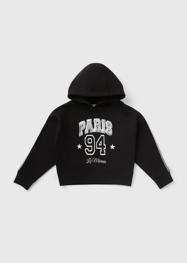 Girls Black Paris Sequin Hoodie (7-15yrs)