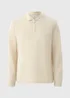 Cream Ribbed Long Sleeve Polo Top - Extra Large Image 4