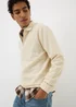 Cream Ribbed Long Sleeve Polo Top - Extra Large Image 1