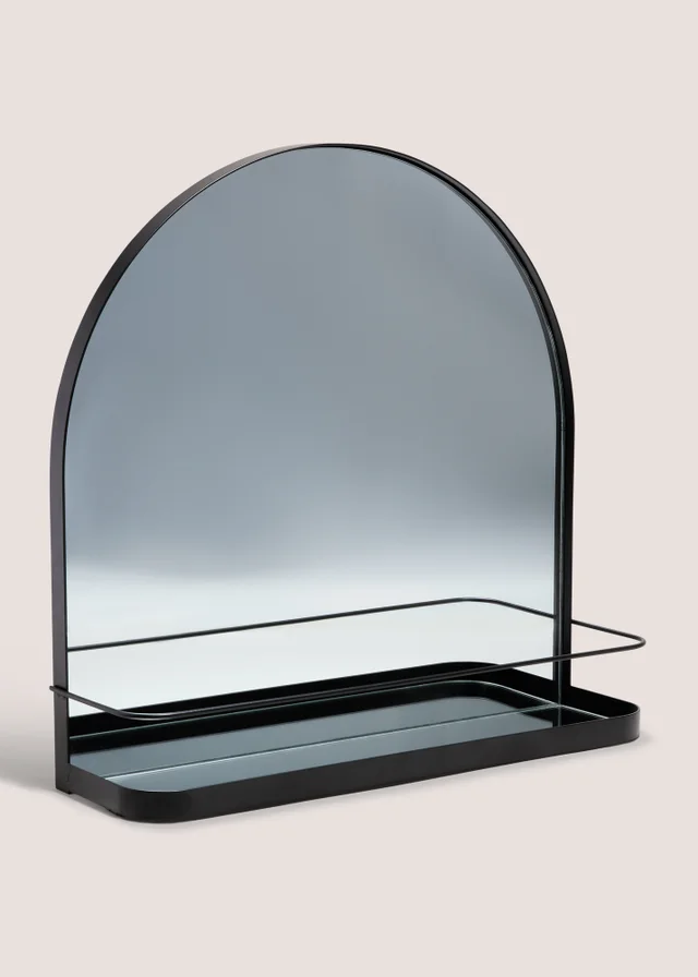 Black Metal Mirror With Shelf