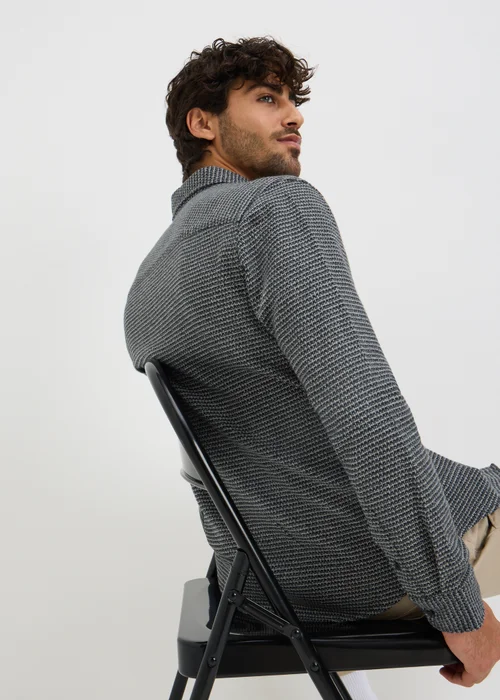 Grey Long Sleeve Waffle Print Shirt - Small Image 3