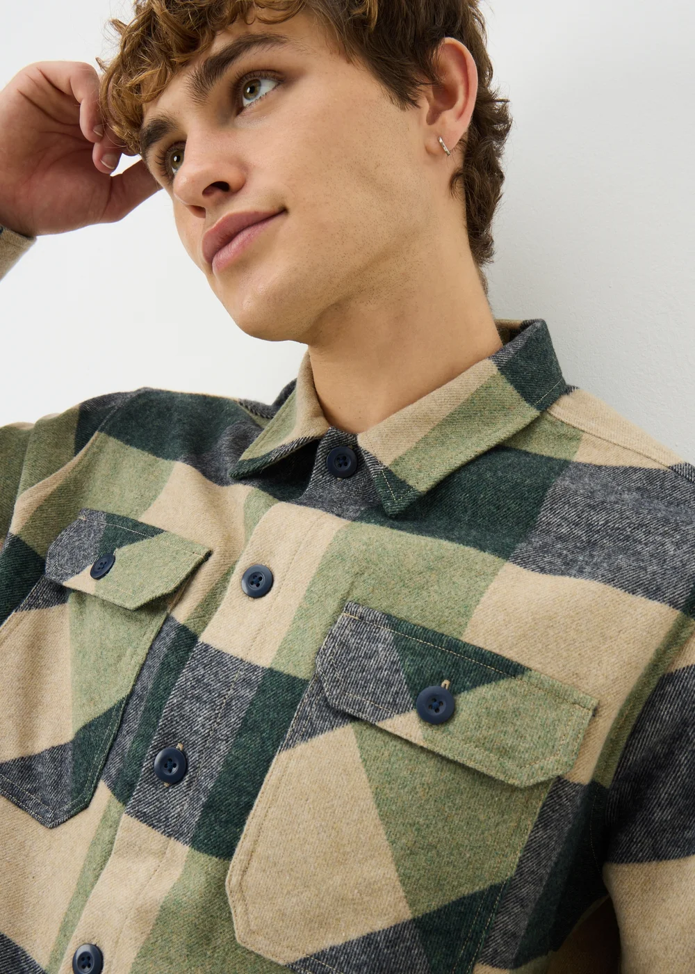 Lincoln Green Brushed Check Shacket - S Image 1