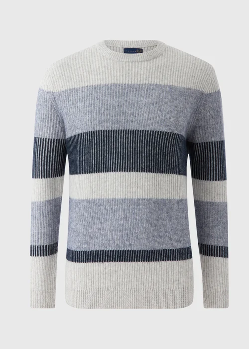 Lincoln Grey Plaited Stripe Jumper - Medium Image 3