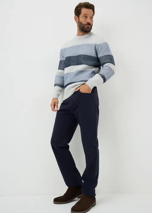 Lincoln Grey Plaited Stripe Jumper - Medium Image 2