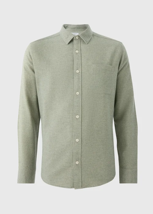 Green Brushed Birdseye Plain Shirt - Small Image 4