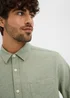 Green Brushed Birdseye Plain Shirt - Small Image 3