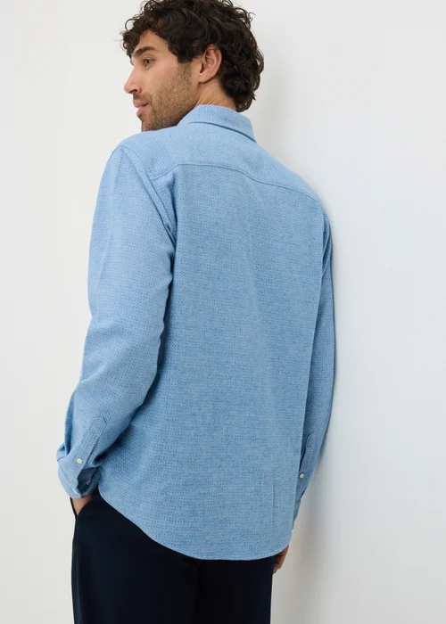 Blue Plain Brushed Birdseye Shirt - Small Image 1