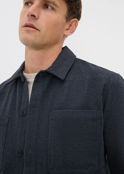 Navy Plain Brushed Overshirt - 3XL Image 3