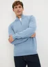 Blue Textured 1/4 Zip Jumper - Extra Large Image 1
