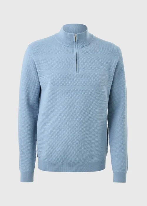 Blue Textured 1/4 Zip Jumper - Extra Large Image 4