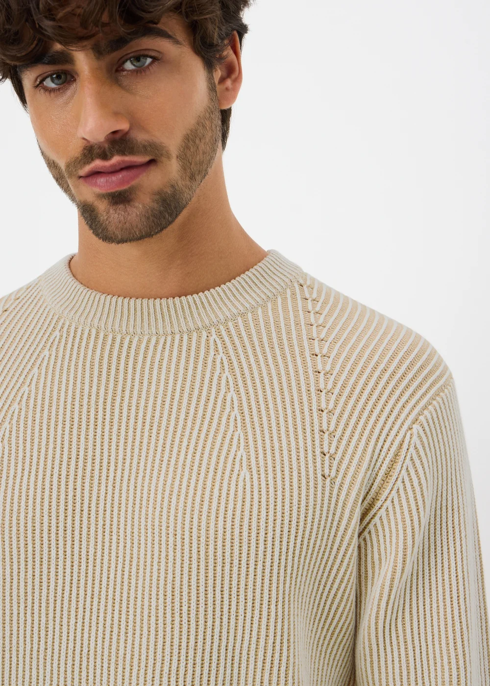 Beige Plated Crew Jumper - Extra Large Image 2