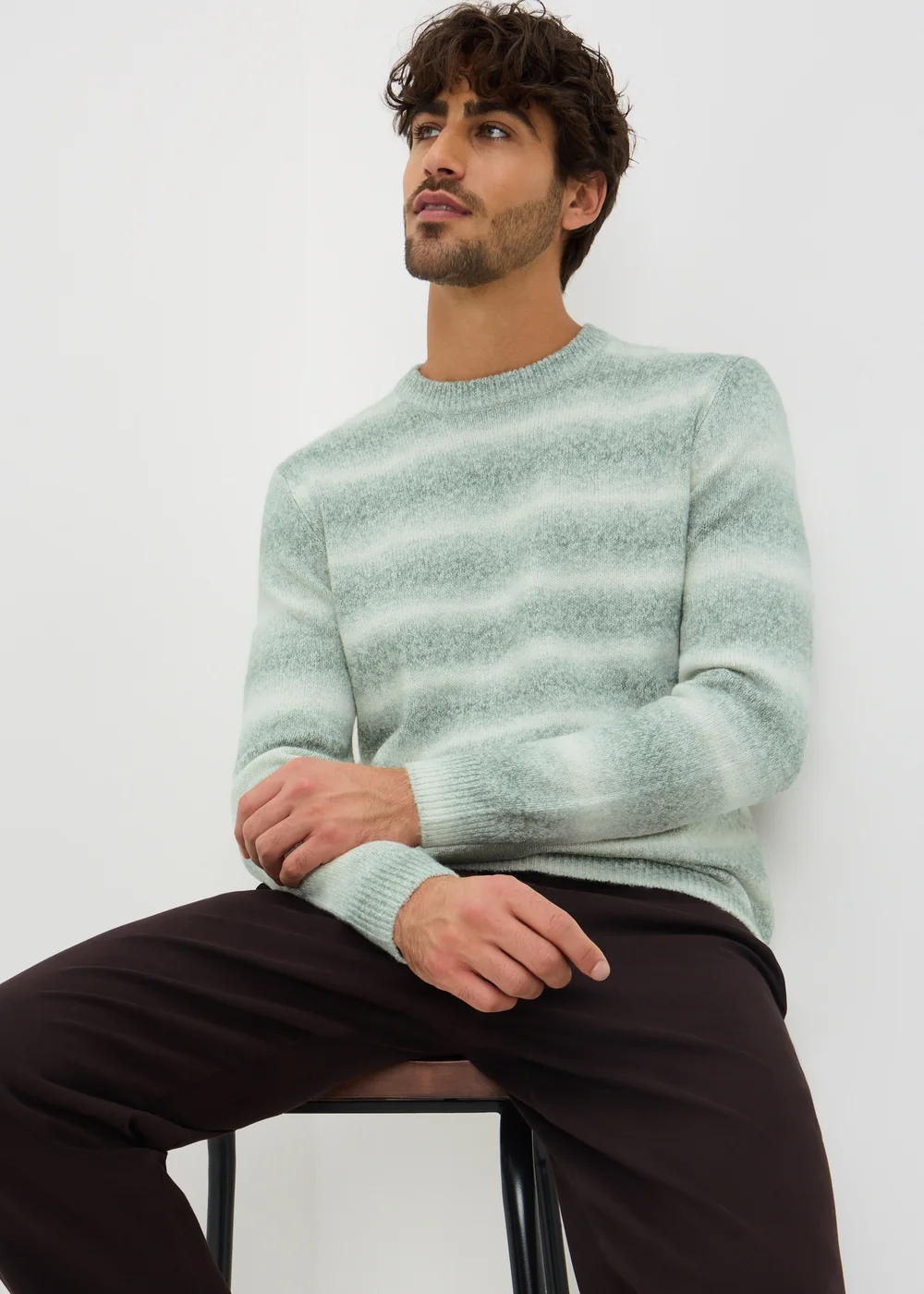 Green Gradient Crew Jumper - Large Image 1