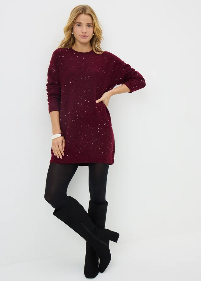 Burgundy Sequin Yarn Jumper