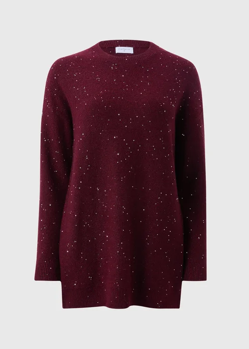 Burgundy Sequin Yarn Jumper - XS Image 3