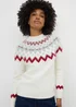White Sparkle Fair Isle Fluffy Jumper - 3XL Image 2