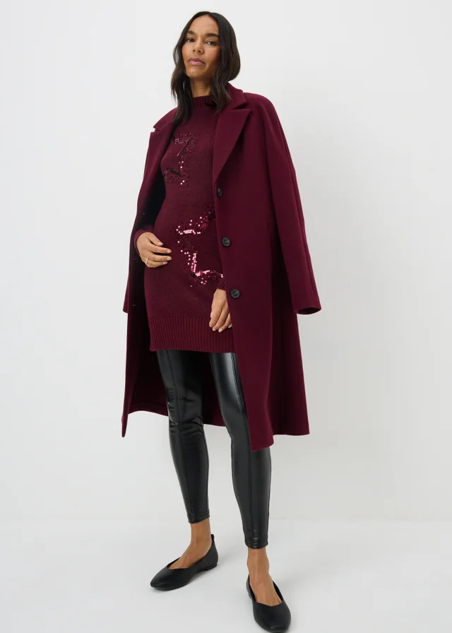 Burgundy Sequin Star Tunic Jumper
