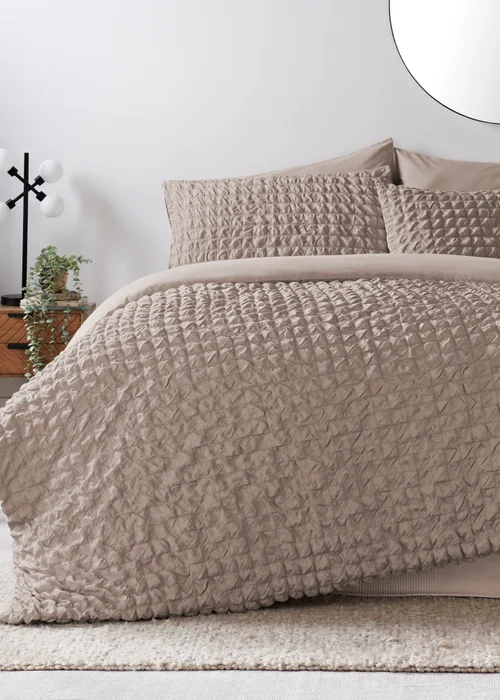 Natural Seersucker Duvet Set - Double Image 1