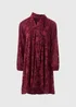 Burgundy Jacquard Tie Neck Mini Smock Dress - 22 Image 4