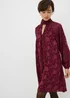 Burgundy Jacquard Tie Neck Mini Smock Dress - 22 Image 1