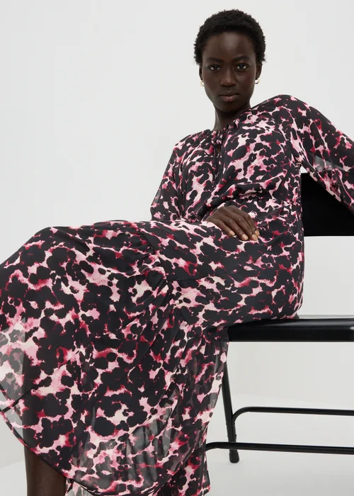 Pink Animal Print Midaxi Dress - Size 8 Image 1