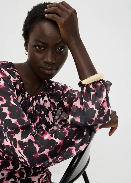 Pink Animal Print Midaxi Dress - Size 8 Image 3