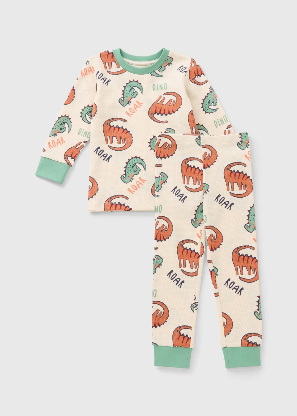Boys Multicolour Dino Waffle Pyjama Set (1-7yrs) - 1 to 1 half years Image 1