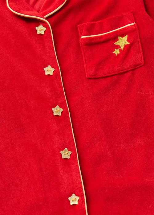 Girls Red Velour Christmas Button Up Pyjamas (7-13yrs) - Age 7 Years Image 2