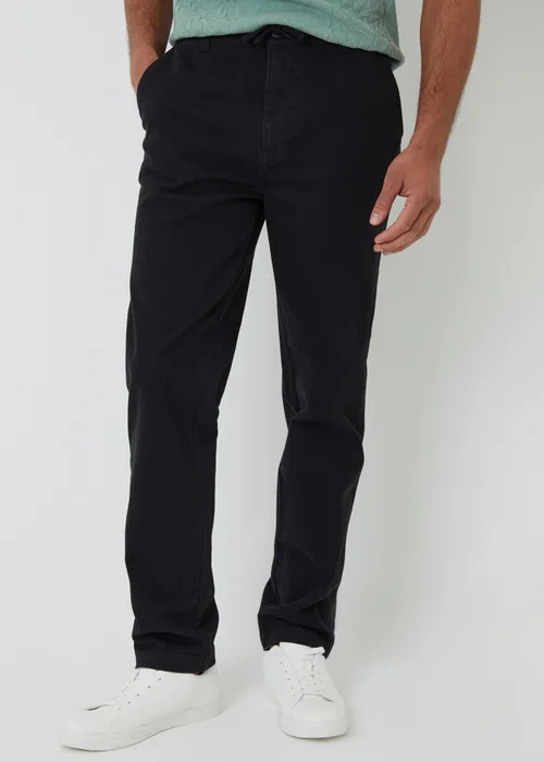 Threadbare Black Cotton Elasticated Waist Chino Trousers - 32/L32 Image 1