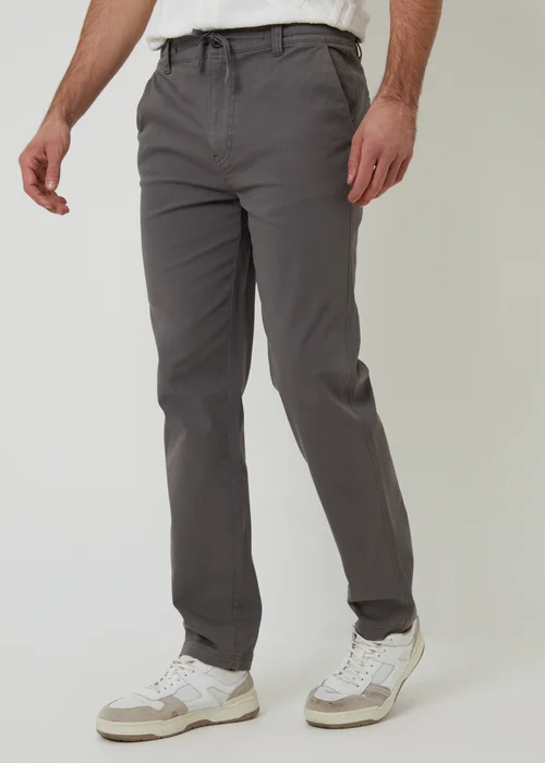 Threadbare Dark Grey Cotton Elasticated Waist Chino Trousers - 32/L32 Image 1