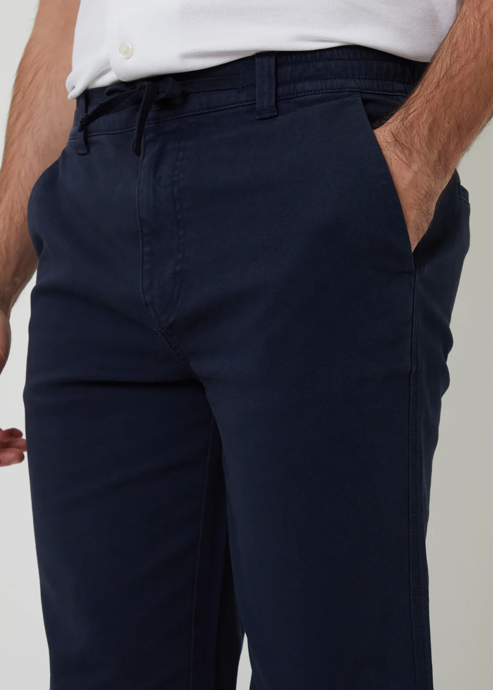 Threadbare Navy Cotton Elasticated Waist Chino Trousers - 32/L32 Image 4
