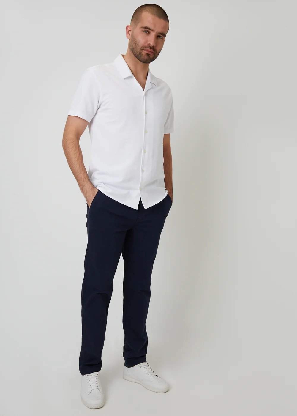 Threadbare Navy Cotton Elasticated Waist Chino Trousers - 32/L32 Image 3