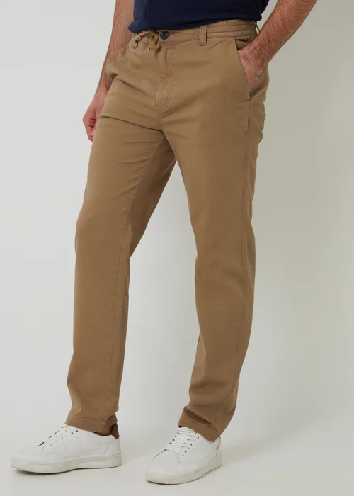 Threadbare Stone Cotton Elasticated Waist Chino Trousers - 34/L32 Image 1