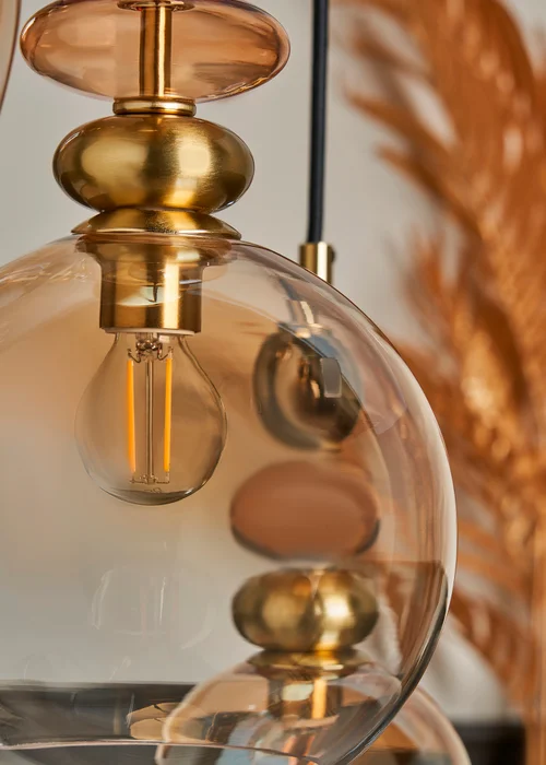 BHS Lighting Teyana Brass Glass 3 Light Cascade (65-100cm x 37cm) - One Size Adjustable Image 4