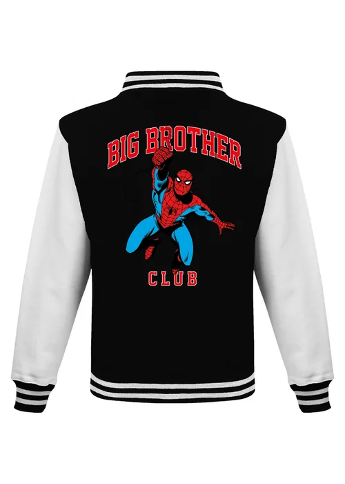 Ada & Ted Marvel Spider-Man Big Brother Club Boys Black Varsity Jacket (3-13 Years) - Age 3-4 Years Image 1