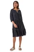 Roman Black Cotton Broderie Tiered Smock Dress - Size 20 Image 1