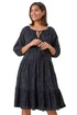 Roman Black Cotton Broderie Tiered Smock Dress - Size 20 Image 2