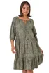 Roman Khaki Cotton Broderie Tiered Smock Dress - Size 18 Image 2