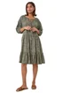 Roman Khaki Cotton Broderie Tiered Smock Dress - Size 18 Image 1