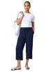 Roman Navy Petite Linen Mix Wide Cropped Trousers - 16 Image 1