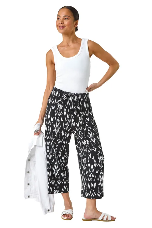 Roman Black Petite Aztec Print Stretch Trouser - 16 Image 2