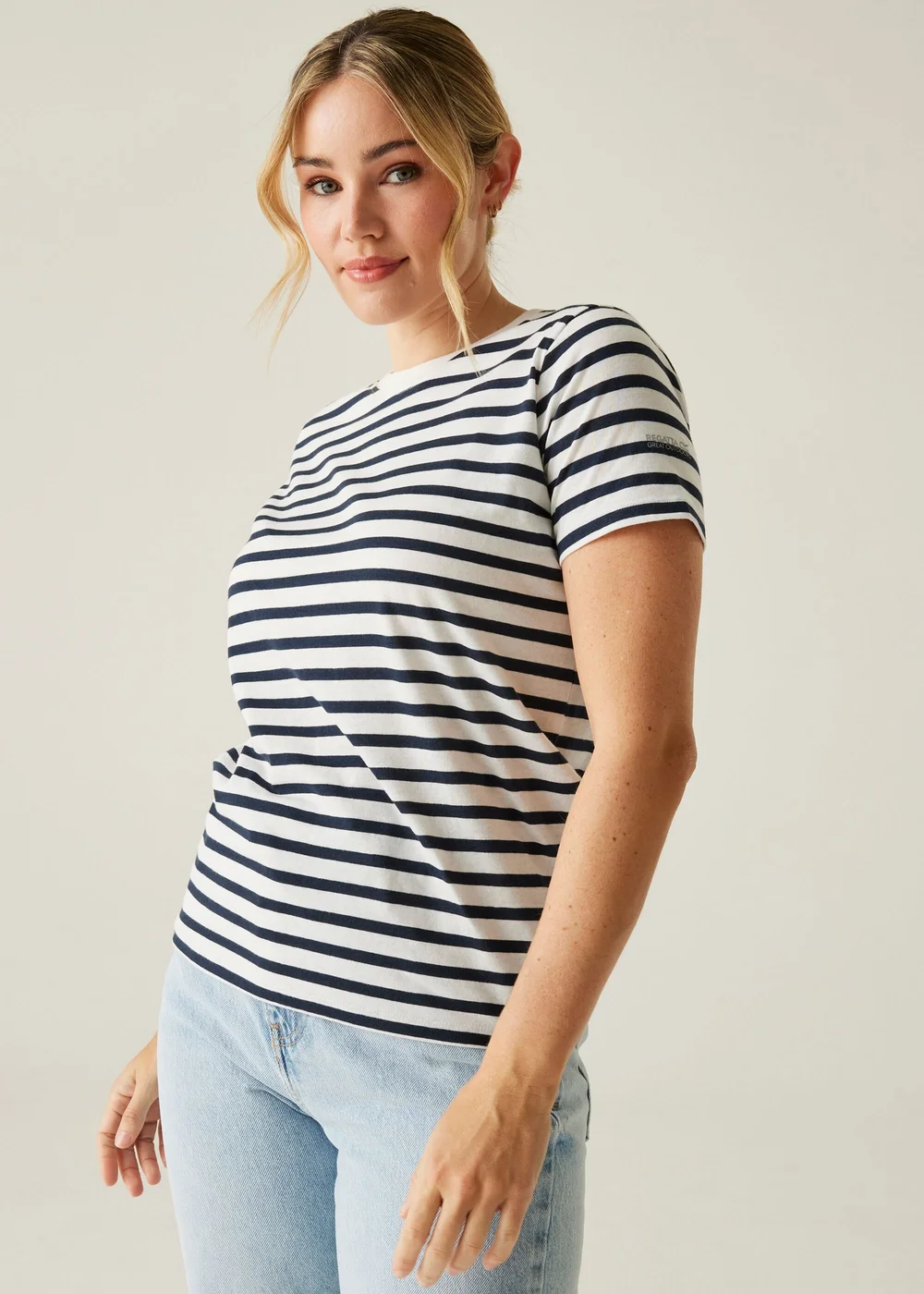 Regatta White/Navy Stripe Bayletta Tee - Size 14 Image 1
