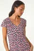 Roman Pink Petite Floral Print Crinkle V Neck Top - Size 12 Image 4