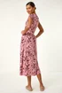Roman Pink Floral Print Stretch Midi Dress - Size 14 Image 3