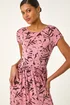 Roman Pink Floral Print Stretch Midi Dress - Size 14 Image 4